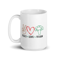 Peace Love Vegan White Glossy Mug