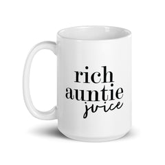Rich Auntie Juice White Glossy Mug - Black