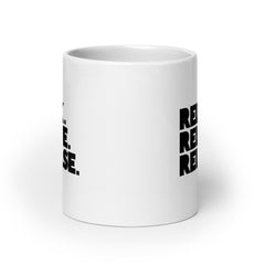 Relax. Relate. Release. White Glossy Mug
