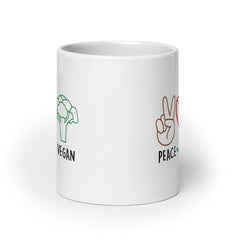 Peace Love Vegan White Glossy Mug