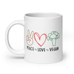 Peace Love Vegan White Glossy Mug