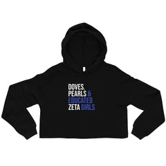 Doves Pearls & Educated Zeta Girls Crop Hoodie